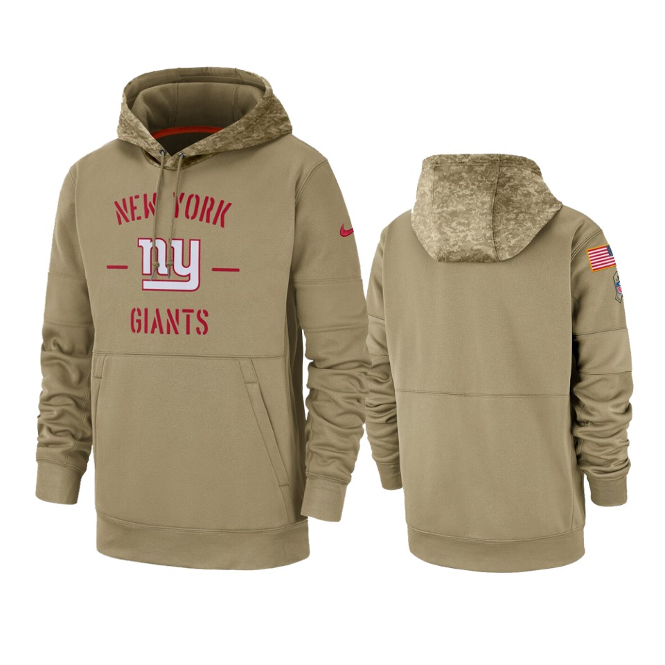 Men's Tan New York Giants 2019 Salute to Service Sideline Therma Pullover Hoodie